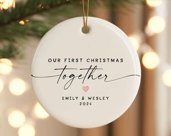 Personalized First Christmas Together Ornament, Couple 1st Xmas Together Bauble, Custom Anniversary Keepsake, Christmas Gift for Couples