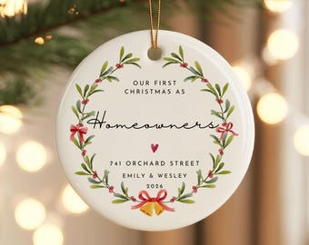 Personalized First New Home Ornament, Couple 1st Xmas New Home Bauble, Custom Housewarming Keepsake, Christmas Gift for New Homeowners