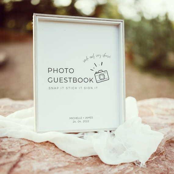 Modern Photo Guest Book Sign Template Editable Minimalist Etsy