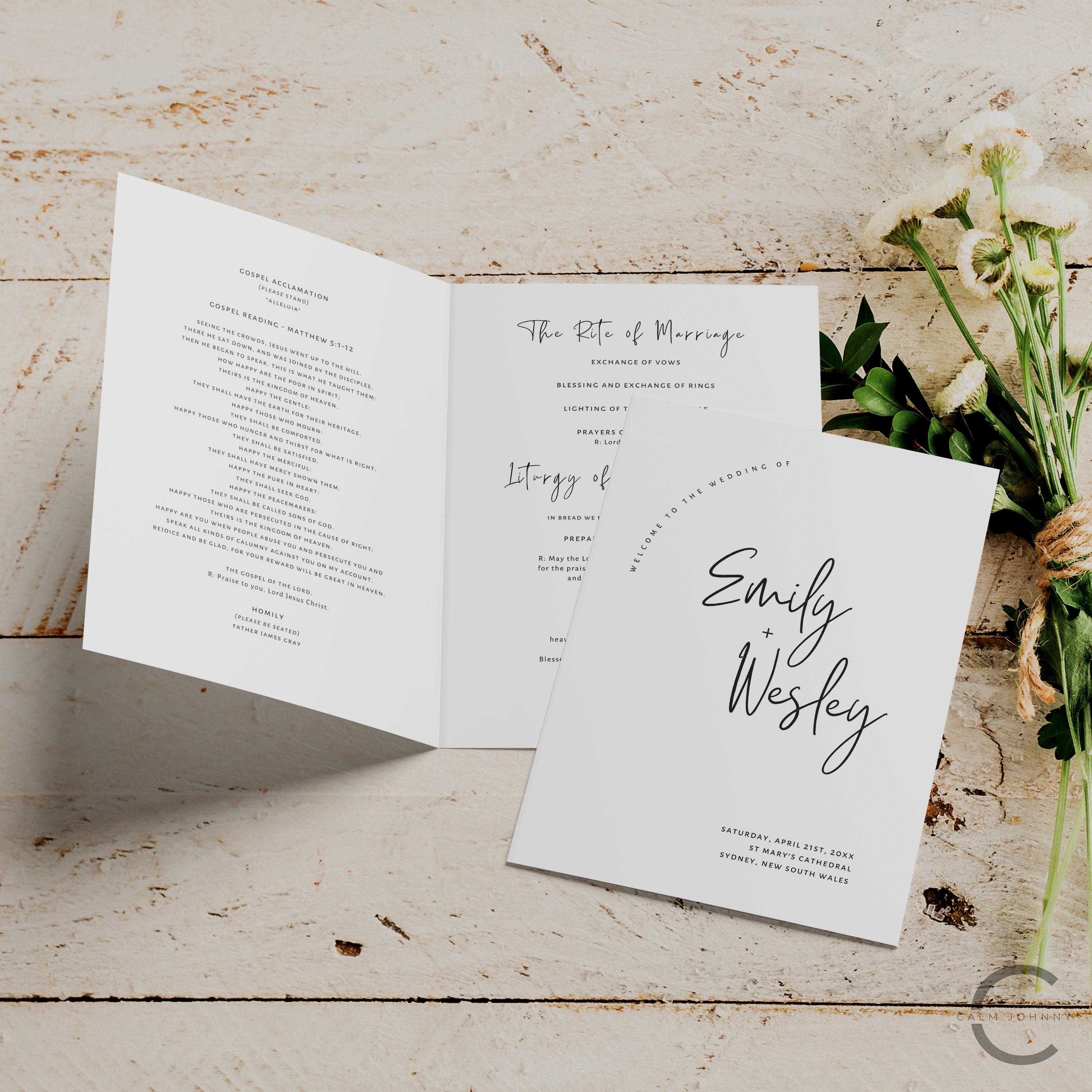 Catholic Wedding Mass Program Booklet Bifold Church Wedding - Etsy ...