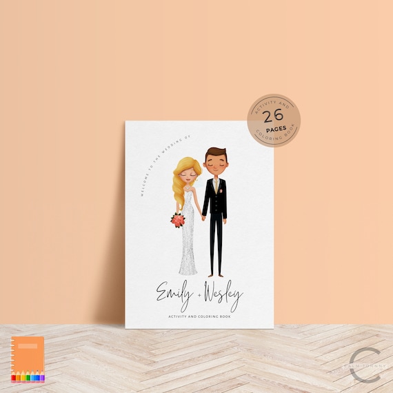 Kids Wedding Activity Book, Printable Wedding Activity and Coloring Book For Kids, Kids Wedding Table Games, Customisable Cover - CALM
