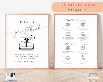 Photo Guest Book Sign with Polaroid Now i-Type Instructions Sign, Polaroid Guestbook Sign, How To Take A Photo, How To Load A Film