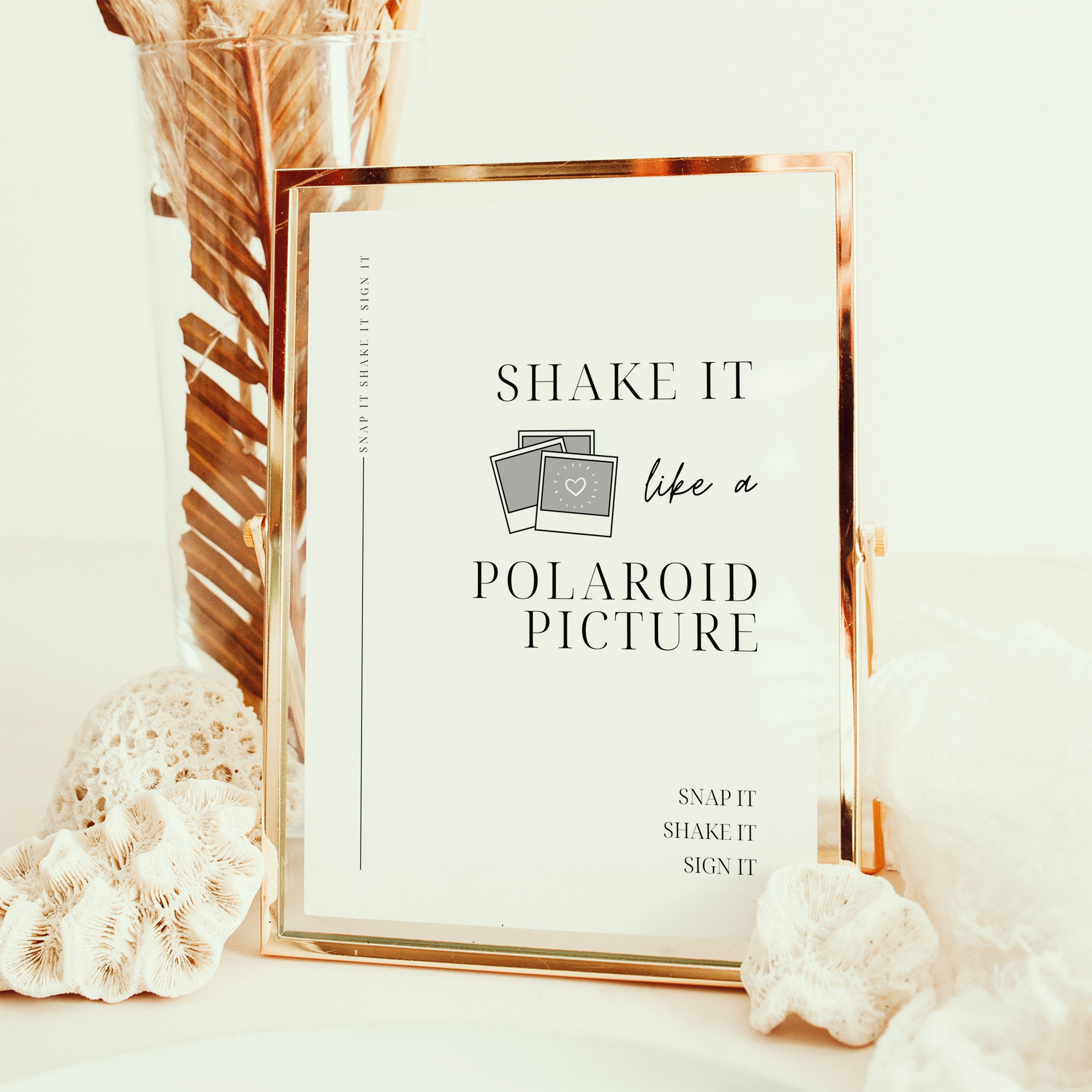 Andaz Press Wedding Party Signs, Gold Glitter Print, 8.5x11-inch, Please Sign Our Keepsake Table Sign, 1-Pack, Not Real Glitter