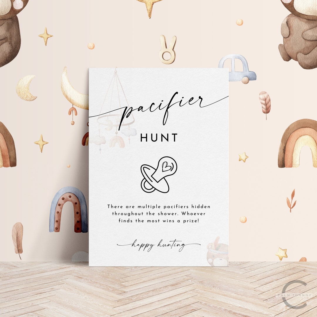 Pacifier Hunt Game, Find the Pacifier Game, Printable Baby Shower ...