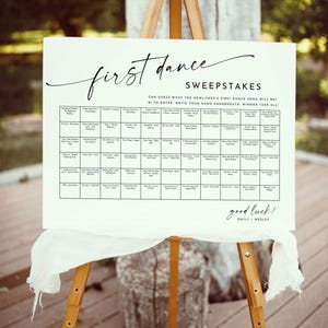 Wedding First Dance Sweepstake, Personalized First Dance Sweepstakes Game, Wedding Reception Games, Fun Wedding Table Games
