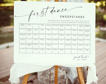 Wedding First Dance Sweepstake, Personalized First Dance Sweepstakes Game, Wedding Reception Games, Fun Wedding Table Games