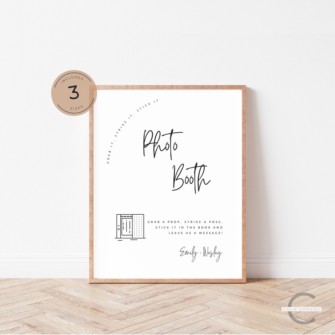 Photo Booth Sign Template, Editable Wedding Photo Booth Sign, Printable ...