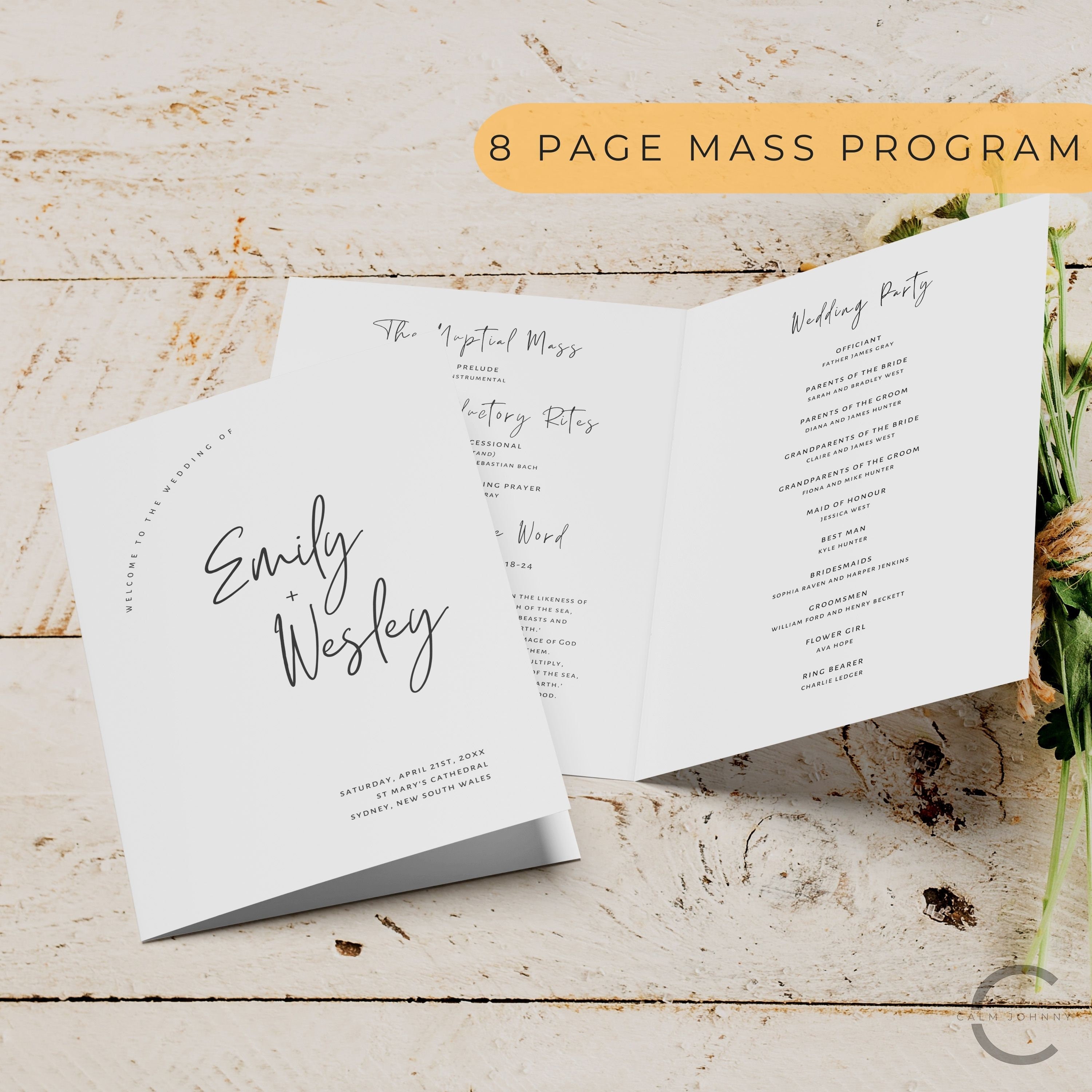 Mass Program Design Simple Catholic Wedding Mass Program Booklet Bifold Church Wedding - Etsy ...
