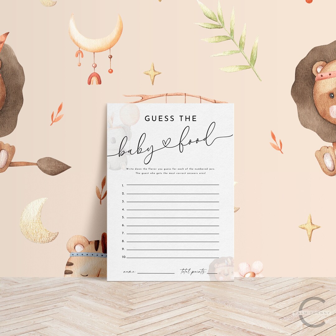 Guess the Baby Food Game Card, Baby Shower Food Game Card , Printable ...