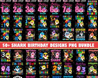 50+ Birthday Shark PNG Bundle, Happy Birthday PNG, Birthday Decorations For Kids, Gift For Kids, Happy Birthday Png Bundle Sublimation
