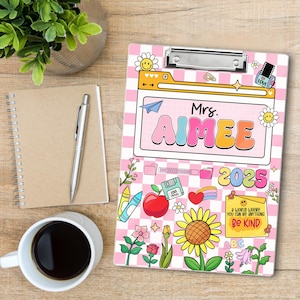 Personalized Teacher Clipboard, Custom Composition Clipboard with Name, Back to School Gift, Teacher Gift, Desk Accessory, Notebook Design