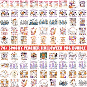 70+ Preppy Spooky Lehrer PNG Bundle, Halloween Png, Süßer Geist Png, Gruselige Saison Png, Retro Halloween Png, Preppy Halloween Lehrer Designs