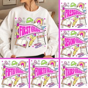 Preppy Back To School Bundle png, Back to school png bundle, First Day Of School Shirt, Coquette Teacher Png, Girl Shirt Sublimation Designs