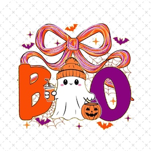 Boo PNG, Spooky Coquette PNG, Ghost PNG, Preppy Halloween Png, Halloween Png, Preppy Png, Trendy Png, Halloween Bow Png, Spooky Season