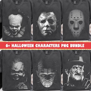 6+ Halloween Characters Png Bundle, Halloween Bundle PNG, Scary Movie Bundle, Retro Horror Png Bundle, Horror Png, Horror Halloween Png