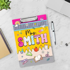 Personalized Teacher Clipboard, Custom Composition Clipboard with Name, Back to School Gift, Teacher Gift, Desk Accessory, Notebook Design