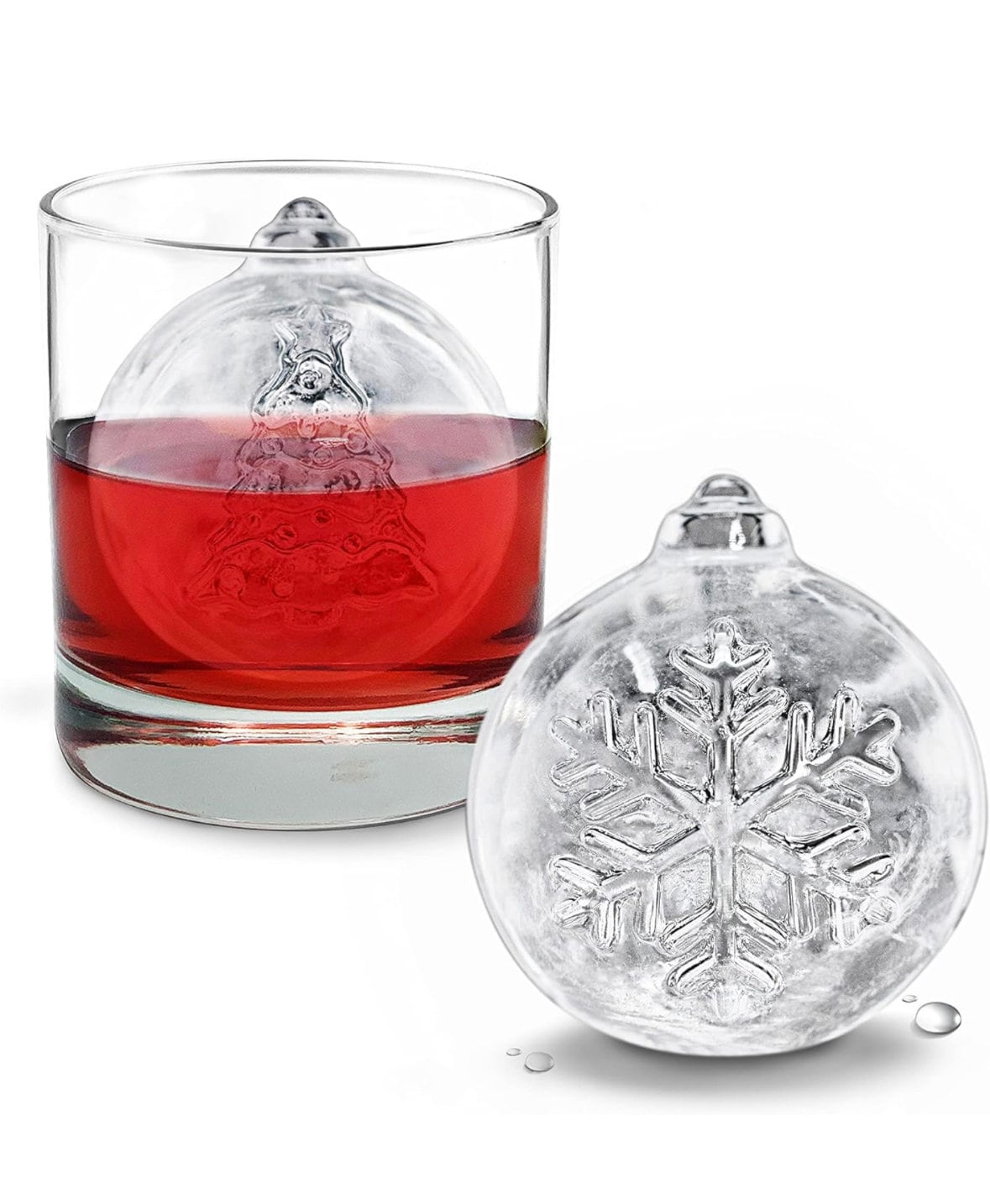 Christmas Ornament Ice Molds, Set of 2, for Making Leak-free, Slow-melting  Drink Ice for Whiskey, Spirits, Liquor, Cocktails, Soda & 