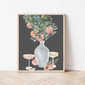 Coctktails Digital Wall Art | Peachy Modern Drinks Digital Download