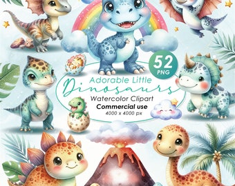 Adorable Little Dinosaurs Clipart, Dinosaurs Illustration Clipart, Cute Dinosaurs clipart, Dinosaurs PNG, Commercial Use