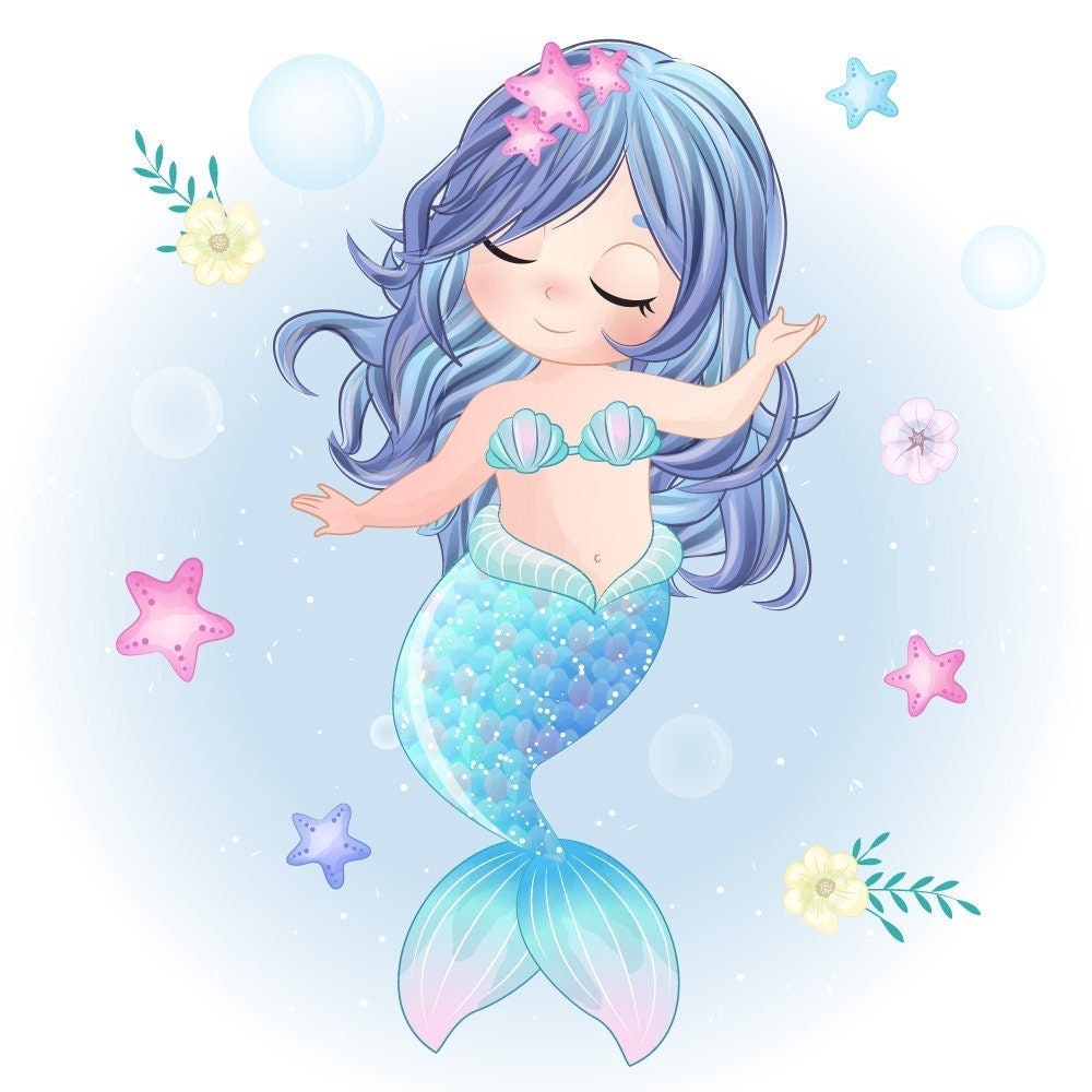 Cute Cartoon Mermaid - Etsy Cute Cartoon Mermaid - Etsy