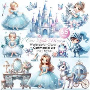 Entzückende süße kleine Prinzessin Clipart, Aquarell süße Prinzessin Illustration Clipart, süße kleine Prinzessin PNG, kommerzielle Nutzung