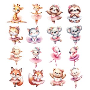 Cute Little Ballerina Animals Clipart, Watercolor Ballerina ...