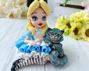 MOLD Alice in Wonderland and the Cheshire Cat - Silicone Mold 3D - Wedding Birthday - Fondant Cake Decorating Candy Chocolate Molds
