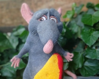Django with cheese the Beloved Father from Ratatouille Handmade Wool Felted realistic Toy