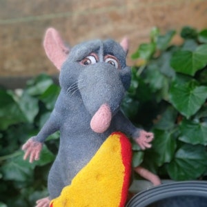 Django with cheese the Beloved Father from Ratatouille Handmade Wool Felted realistic Toy
