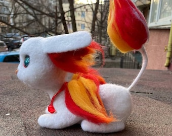 Bavovnyatko Ghost Animal Plush – Handmade Felted Toy, Emotional Support Gift