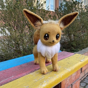 Eevee big size felted toy cartoon character Pokemon pokedex