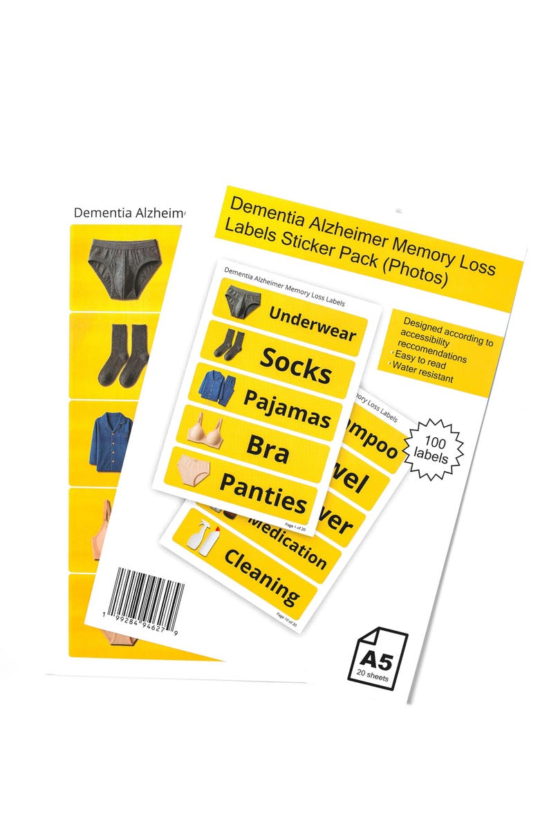 Photo Labels for Dementia & Alzheimer's: Memory Loss Stickers (A5 Size ...