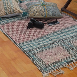 4x6, 5x8, 6x9, 8x10 Feet rug, living room rug, bedroom rug, geometric rug, handmade rug, block printed rug, cotton rug,