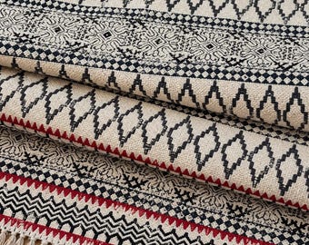 Block Printed Indian Rug | 5x8 Cotton Dhurrie | Patio Office Hallway Carpet