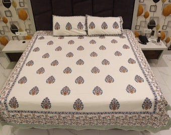 Block Print Bedsheets, Custom Block Printed Bedding, Ethnic Flair in Cotton bedspreads, Cotton Bedding Collection, Printed Cotton Bed Linens