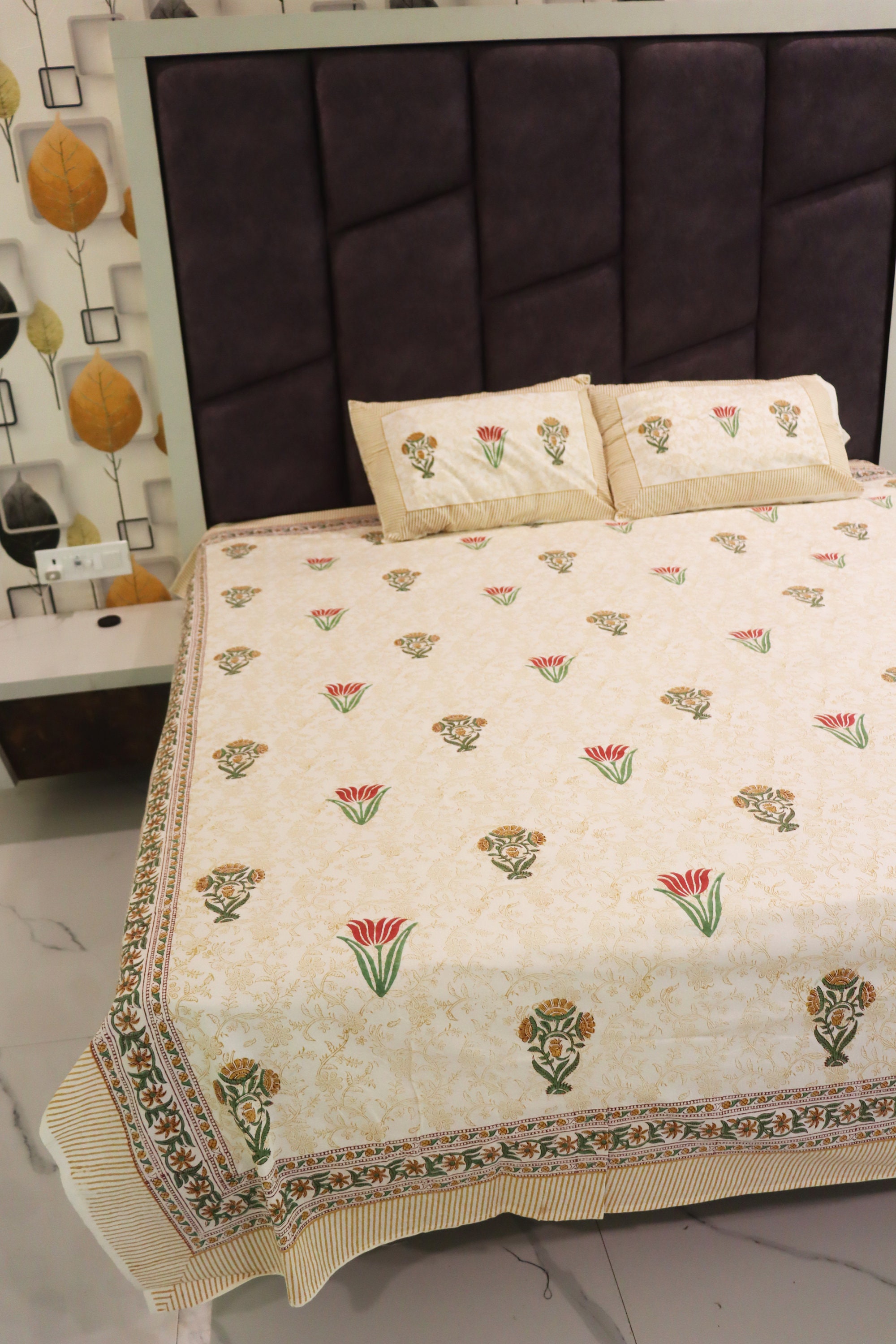 Handblock Print King Size Bedsheet
