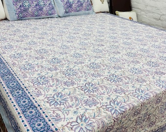 Set di Lenzuola Jaipuri con Block Print Floreale | Biancheria da Letto in Cotone Biologico