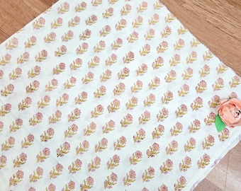 Jaipuri Floral Cotton Fabric Yardage, Soft Printed Material quilting fabric for daily wear dresses