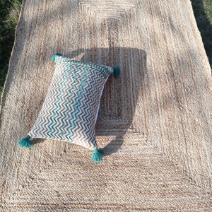 Jute area rug, Hand braided rug, Hallway runner rug, Beige red rug, Natural fiber rug, Outdoor mat, area rug, 4x6 feet jute rug,