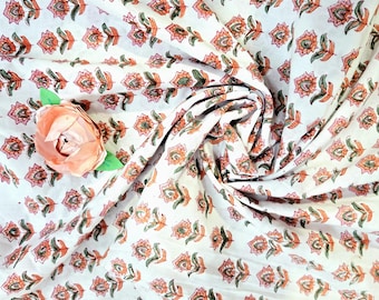 Indian Handmade Cotton Fabric, Embroidered Muslin Fabric by the Yard, Soft Dress Making Textile