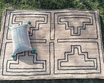 Handmade Braided Jute Rug: Natural Boho Rectangle Carpet