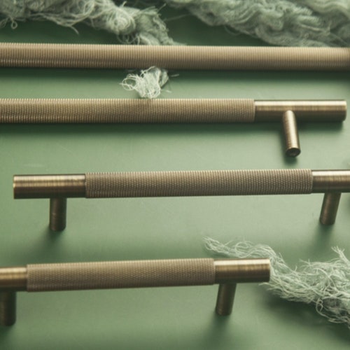 Bronze Brass Bar Handle With Wide Base/knurled Texture Etsy