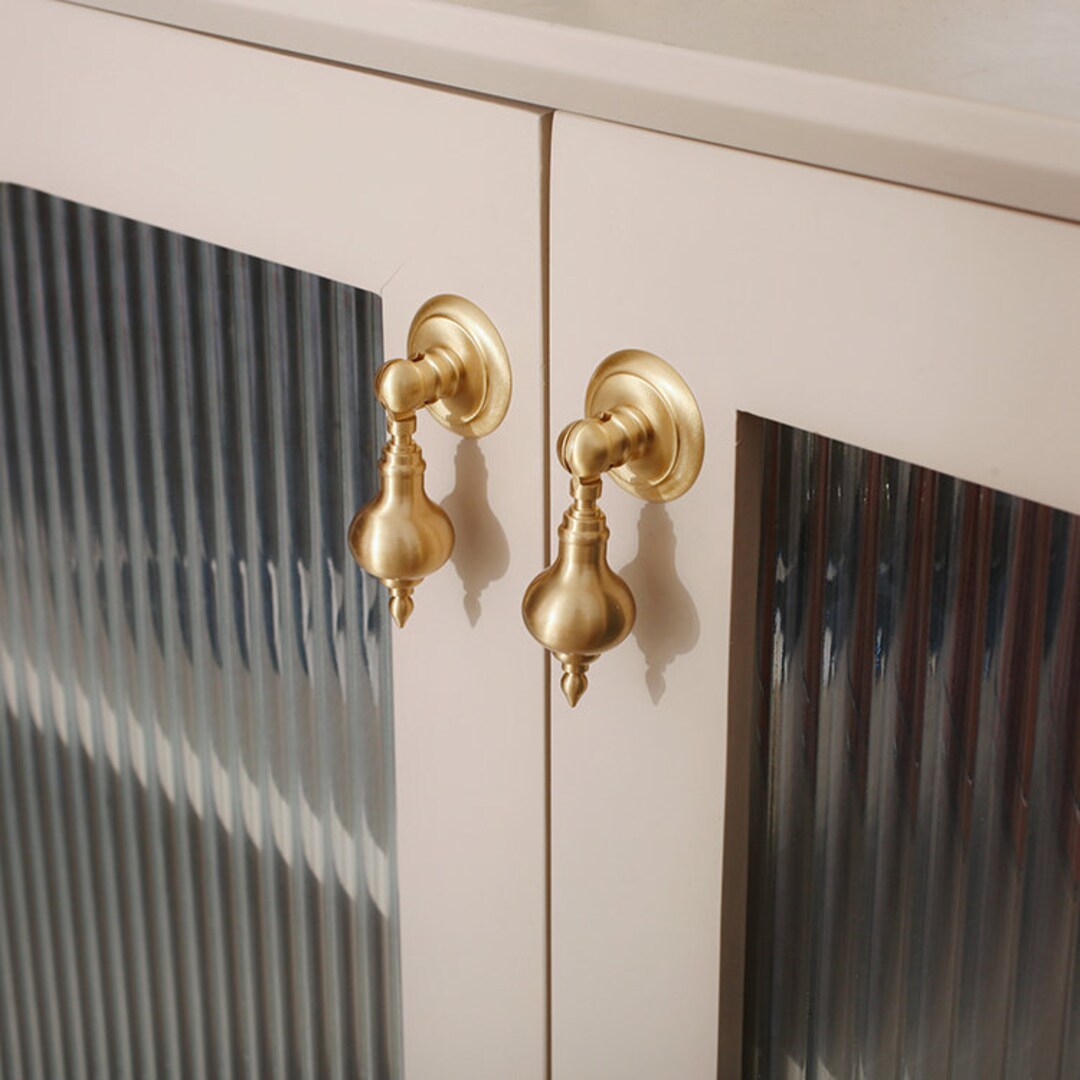 Brass Drop Drawer Knobs Pulls, Gold Dresser Knobs Handles, Kitchen Pulls Handle, Door