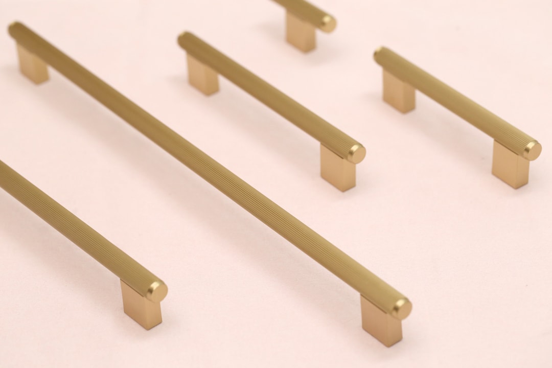 Gold Satin Knurled Brass Handles Pulls, Minimalism Drawer Pulls