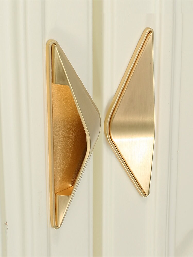 Triangle Brass Drop Drawer Handle Knobs Pulls Dresser Knobs Etsy