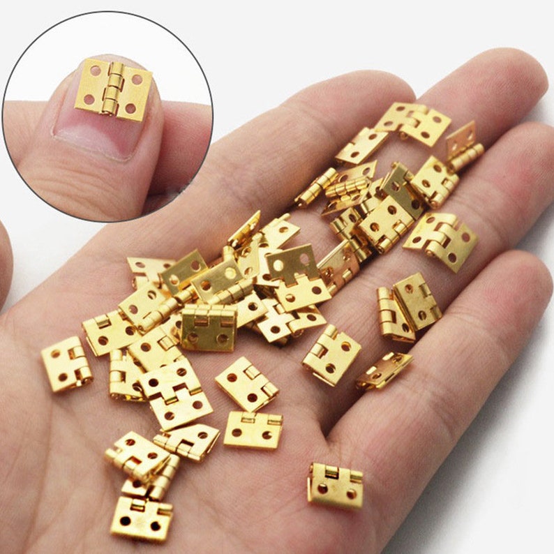 Mini Brass Hinges cabinet Hardware brass Hinges Wooden Box Jewelry Chest Box Hinge Screws DIY Accessories Replacement