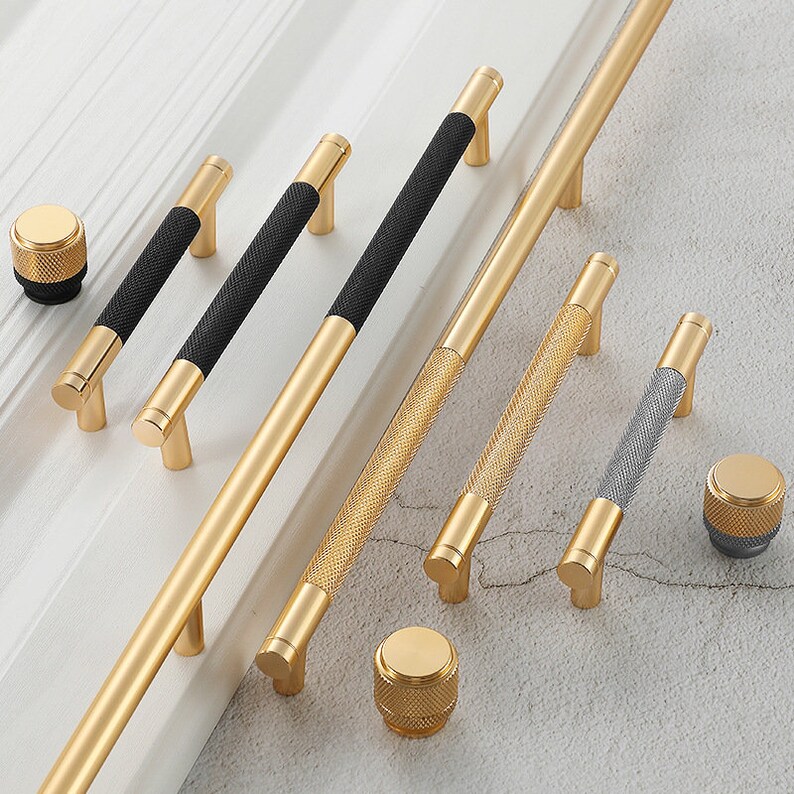 Knurled T Bar Kitchen Handles/ Black Gold Door Handles Etsy