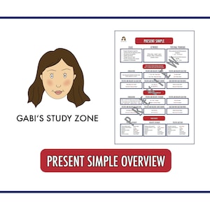 Presente descripción general simple - Tiempos gramaticales en inglés - Cartel escolar - Cartel del aula - Cartel educativo - Descarga digital - Educación en el hogar