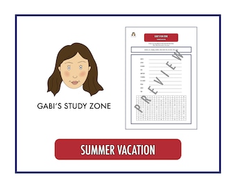 A summer vacation themed word search to playfully approach the English language