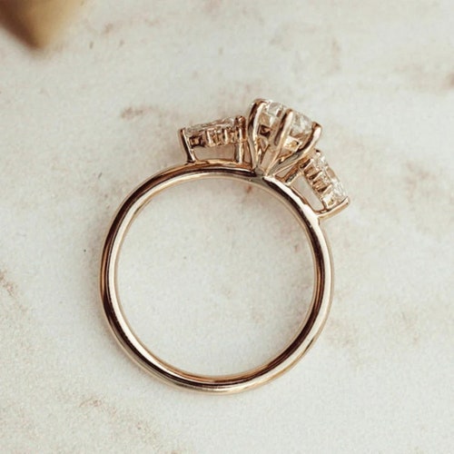 2.67 Tcw Oval Cut Diamond Engagement ring, Lab Diamond 3 Stone Ring, Unique Ring, shops Anniversary/Wedding Ring, 14K Rose Gold Plated Ring